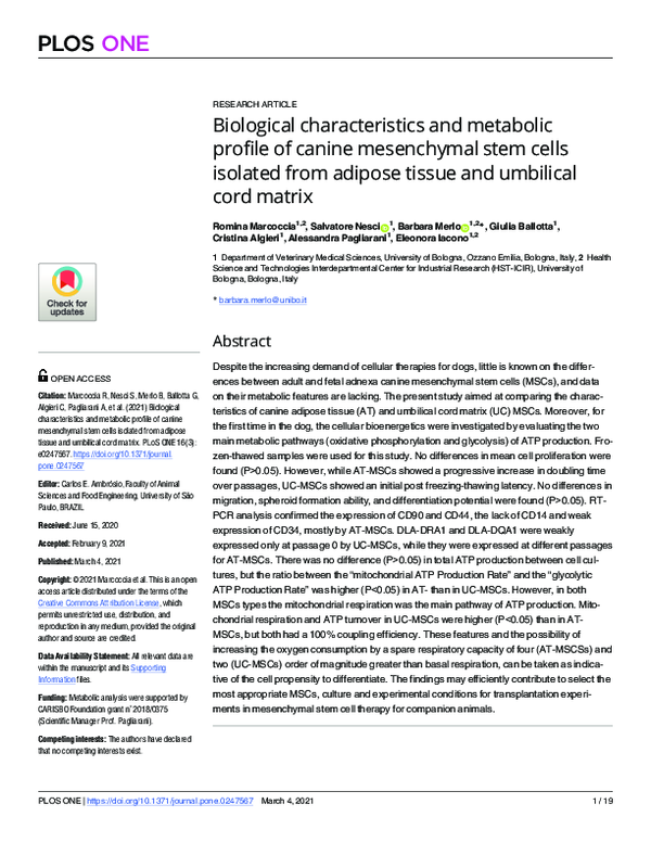 (PDF) Biological characteristics and metabolic profile of canine ...