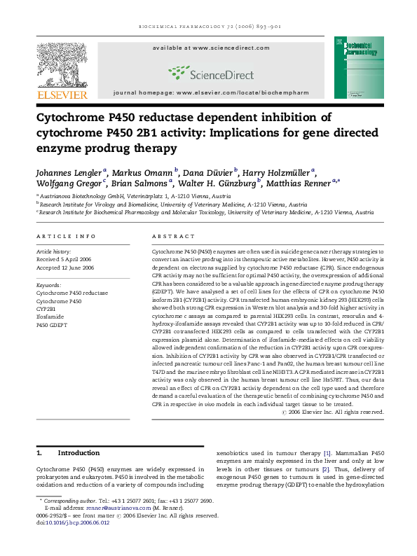 (PDF) Cytochrome P450 reductase dependent inhibition of cytochrome P450 ...