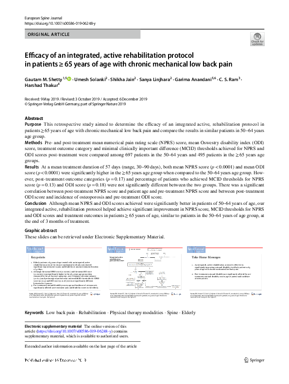(PDF) Efficacy of an integrated, active rehabilitation protocol in ...