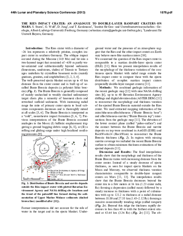 (PDF) The Ries Impact Crater: An Analogue to Double-Layer Rampart ...