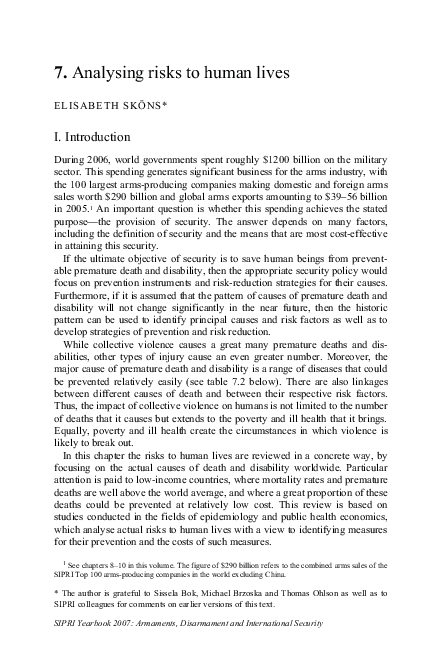 (PDF) 7. Analysing risks to human lives