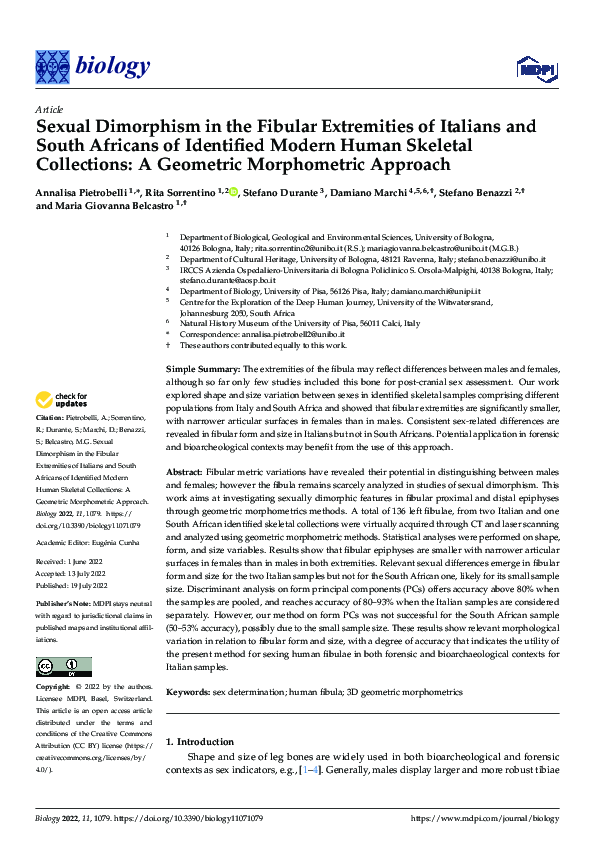 (PDF) Sexual Dimorphism in the Fibular Extremities of Italians and ...