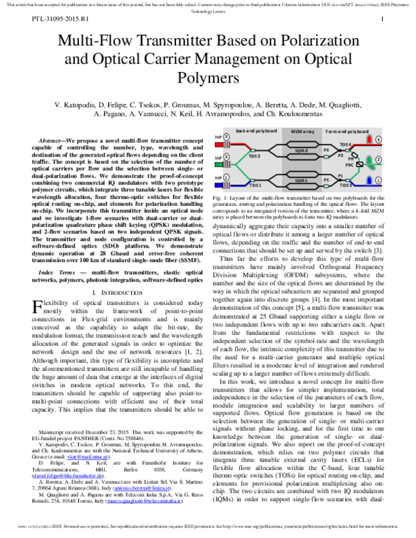 (PDF) Multi-Flow Transmitter Based on Polarization and Optical Carrier ...