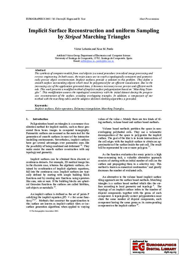 (PDF) Implicit Surface Reconstruction and uniform Sampling by Striped ...