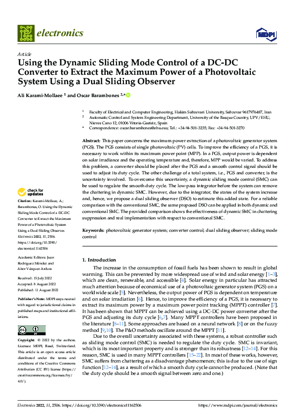 (PDF) Dynamic Sliding Mode Control of DC-DC Converter to Extract the ...