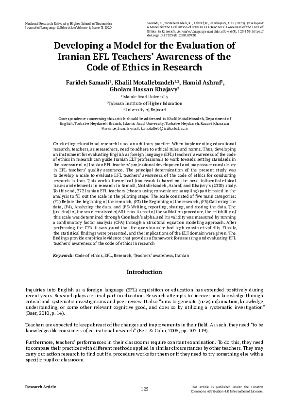 (PDF) Developing a Model for the Evaluation of Iranian EFL Teachers ...