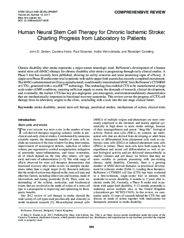 (PDF) Human Neural Stem Cell Therapy for Chronic Ischemic Stroke ...