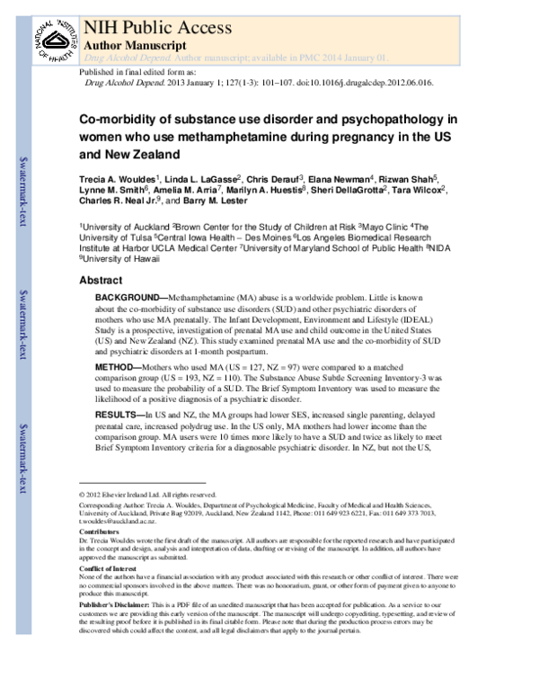 (PDF) Co-morbidity of substance use disorder and psychopathology in ...