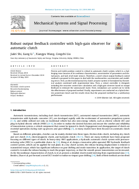 (PDF) Robust output feedback controller with high-gain observer for ...