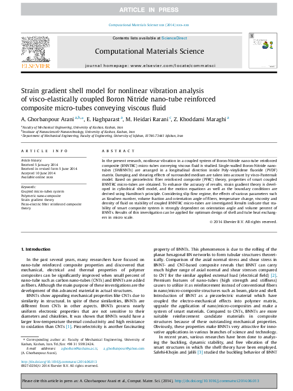 (PDF) Strain gradient shell model for nonlinear vibration analysis of ...