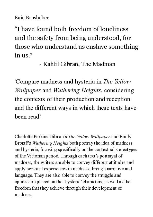 (PDF) Production and reception of gendered madness and hysteria in 'The