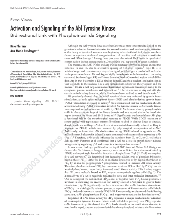 (PDF) Activation and Signaling of the Abl Tyrosine Kinase ...
