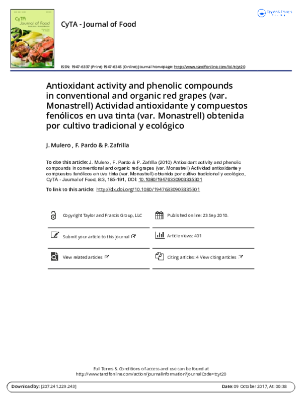 (PDF) Antioxidant activity and phenolic compounds in conventional and ...