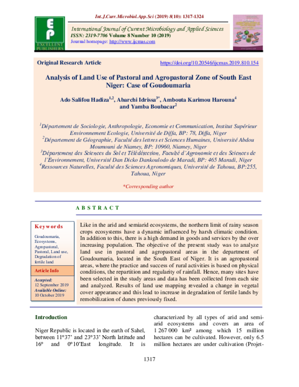 (PDF) Analysis of Land Use of Pastoral and Agropastoral Zone of South ...