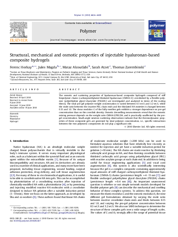 (PDF) Structural, mechanical and osmotic properties of injectable ...