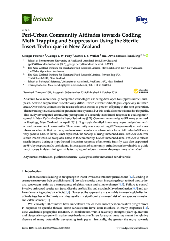 (PDF) Peri-Urban Community Attitudes towards Codling Moth Trapping and ...