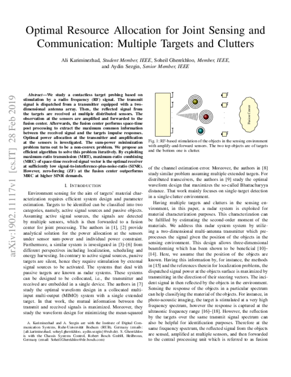 (PDF) Optimal Resource Allocation for Joint Sensing and Communication ...