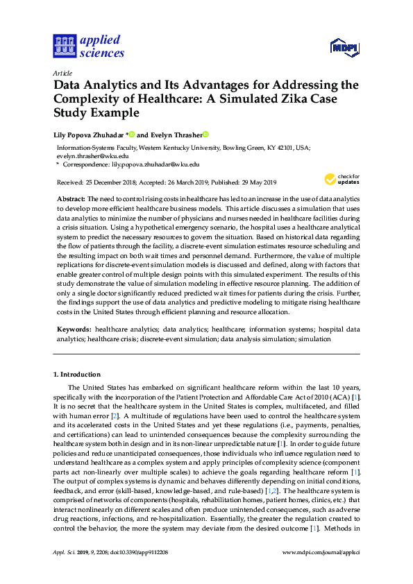 (PDF) Data Analytics and Its Advantages for Addressing the Complexity ...