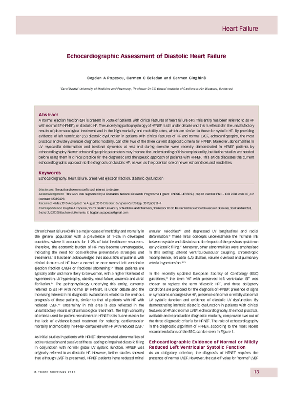 (PDF) Echocardiographic Assessment of Diastolic Heart Failure