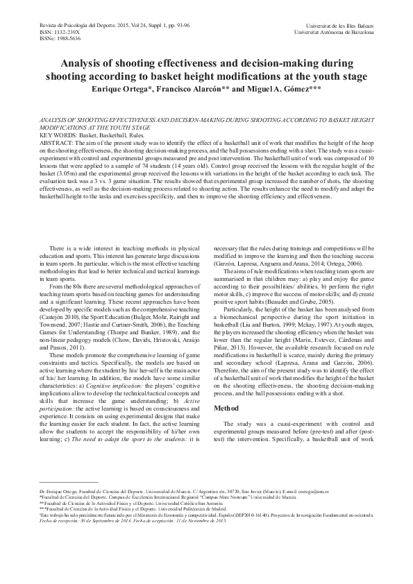 (PDF) Analysis of shooting effectiveness and decision-making during ...