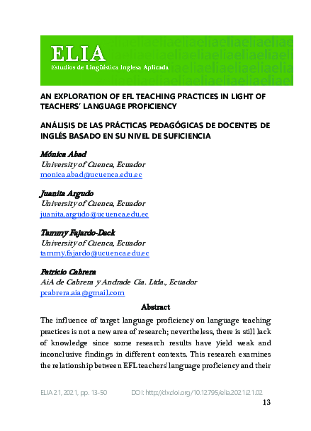 (PDF) An exploration of EFL teaching practices in light of teachers ...