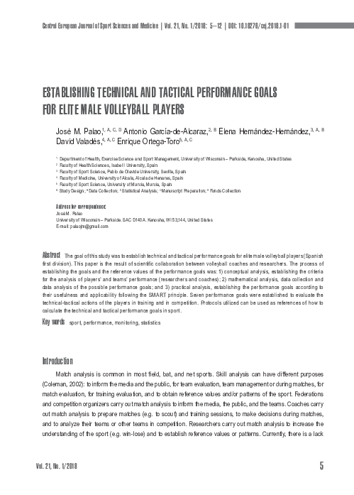 (PDF) Establishing Technical and Tactical Performance Goals for Elite ...