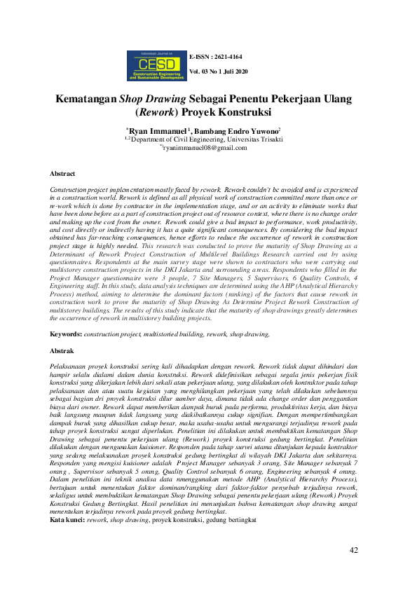 (PDF) Kematangan Shop Drawing Sebagai Penentu Pekerjaan Ulang (Rework ...