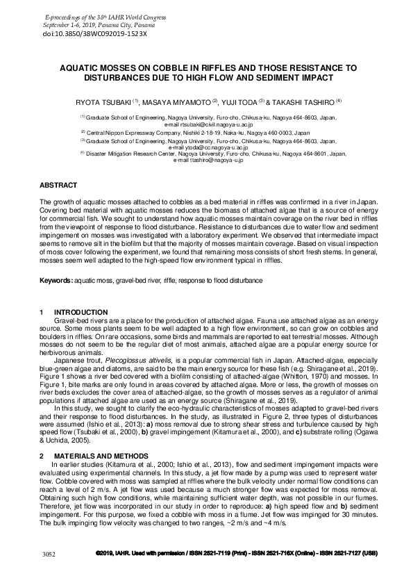(PDF) Aquatic Mosses on Cobble in Riffles and Those Resistance to ...