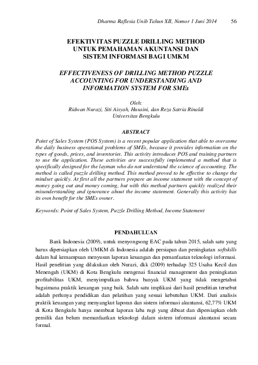 (PDF) Efektivitas Puzzle Drilling Method Untuk Pemahaman Akuntansi Dan