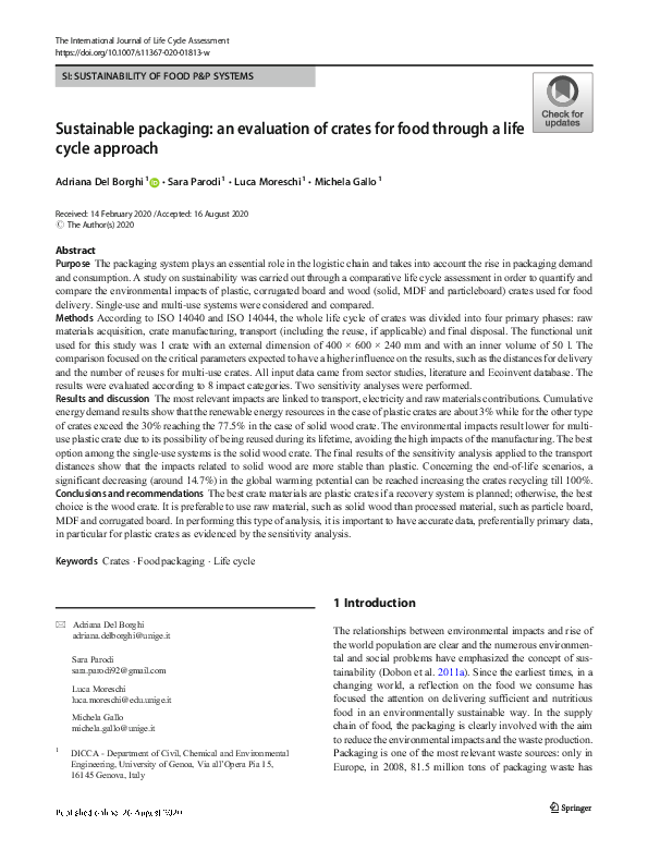 (PDF) Sustainable packaging: an evaluation of crates for food through a ...