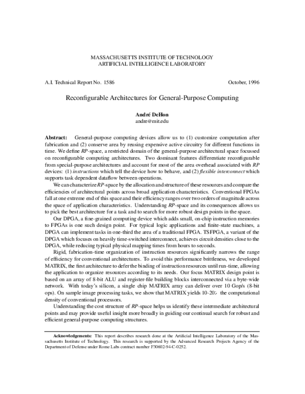 (PDF) Reconfigurable architectures for general-purpose computing ...