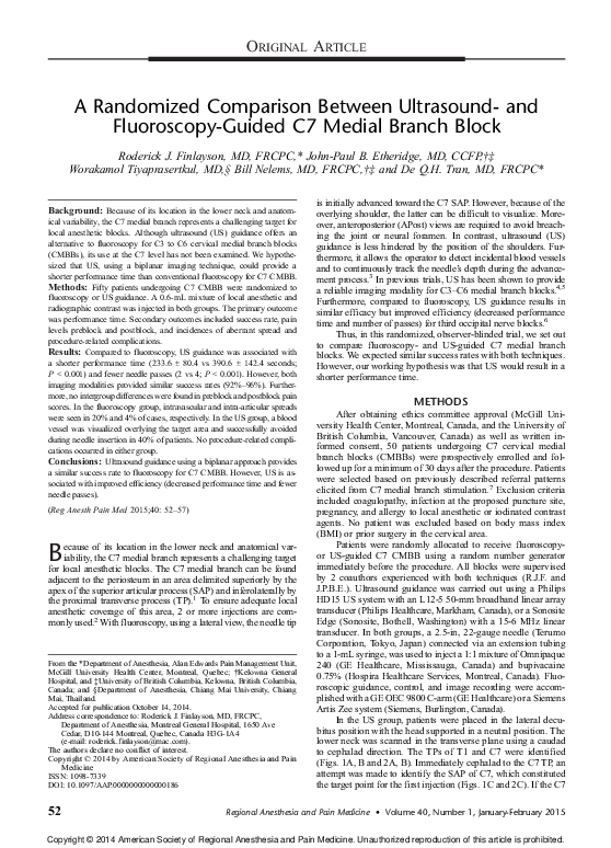(PDF) A randomized comparison between ultrasound- and fluoroscopy ...