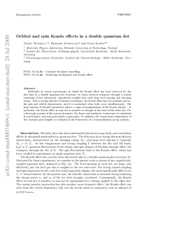 (PDF) Orbital and spin Kondo effects in a double quantum dot