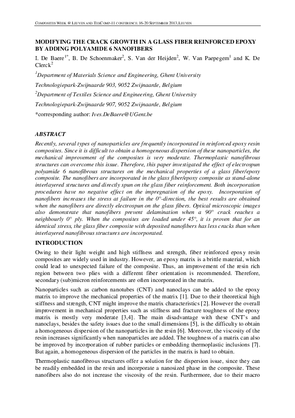 (PDF) Modifying the Crack Growth in a Glass Fiber Reinforced Epoxy by ...