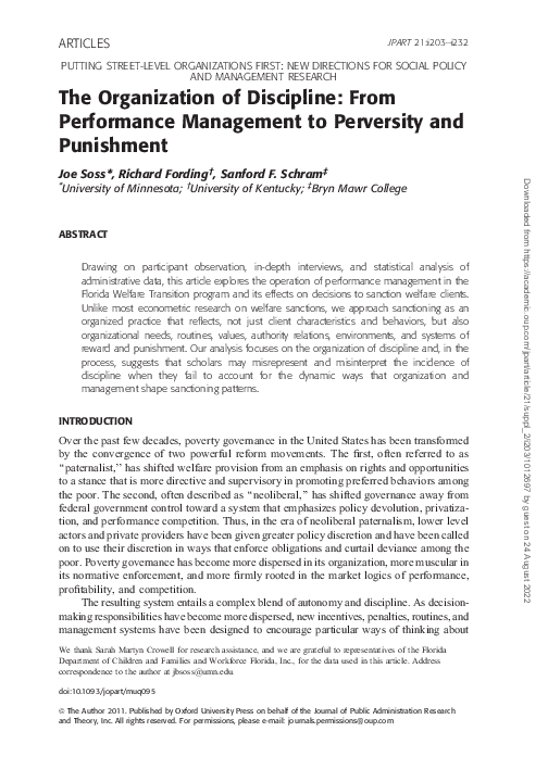 (PDF) The Organization of Discipline: From Performance Management to ...