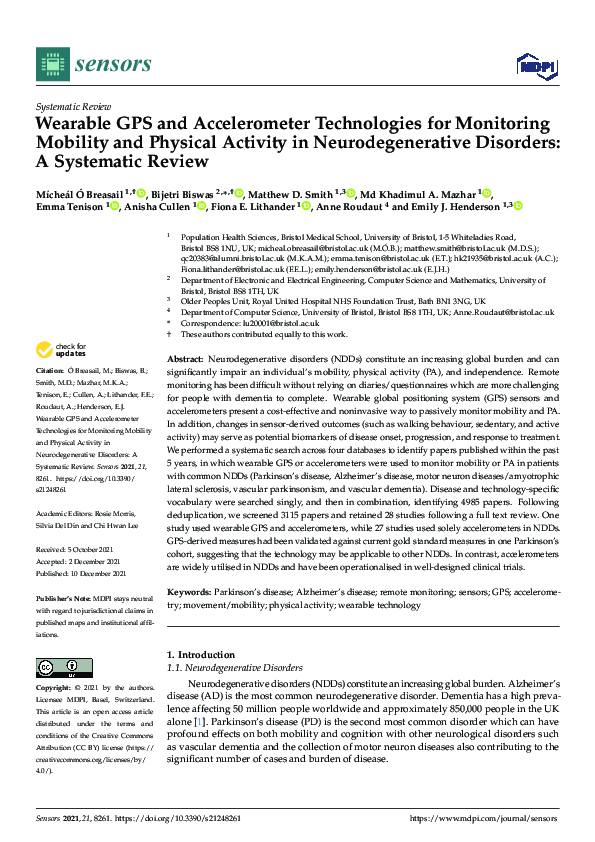 (PDF) Wearable GPS and Accelerometer Technologies for Monitoring