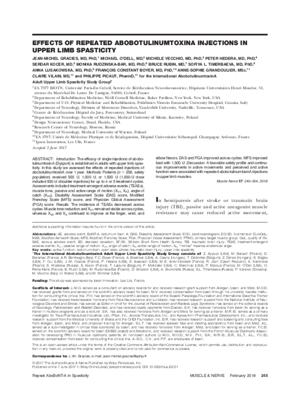 (PDF) Effects of repeated abobotulinumtoxina injections in upper limb ...