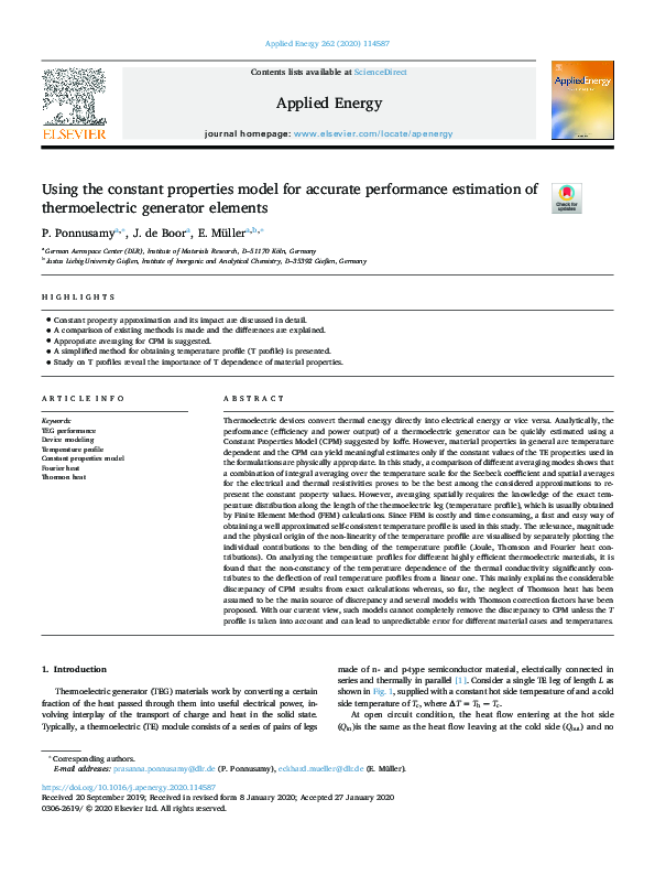(PDF) Using the constant properties model for accurate performance