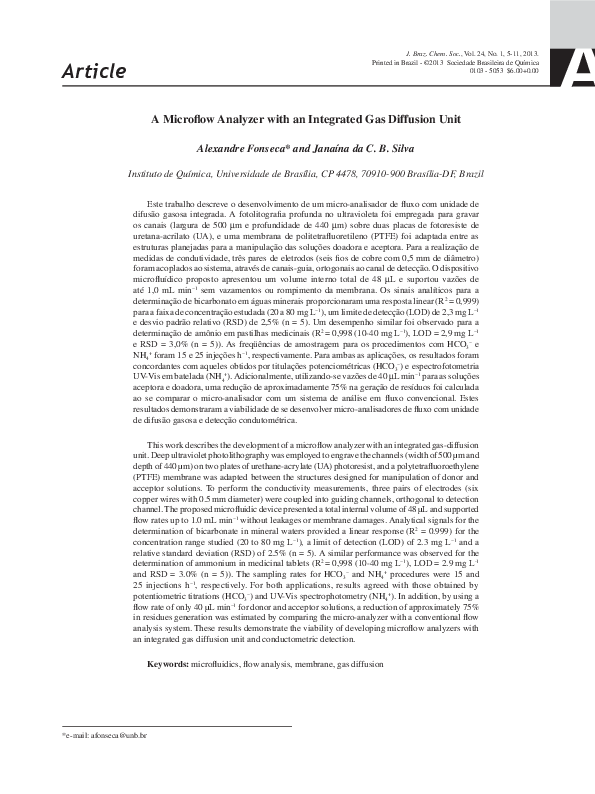 (PDF) A microflow analyzer with an integrated gas diffusion unit