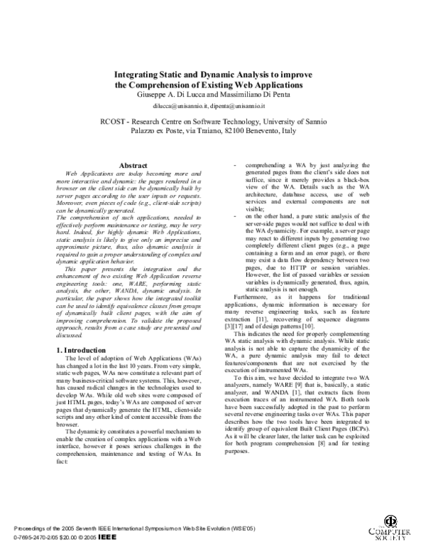 (PDF) Integrating Static and Dynamic Analysis to improve the ...