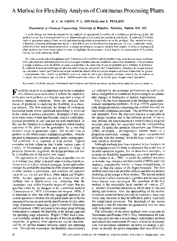 (PDF) A method for flexibility analysis of continuous processing plants