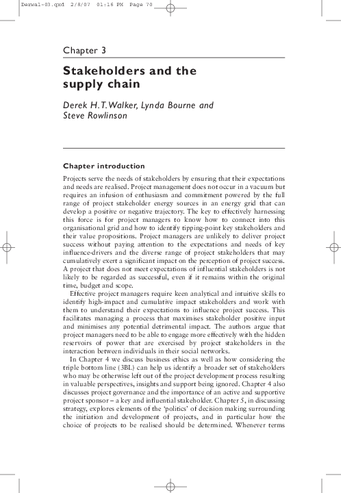(PDF) Stakeholders and the supply chain