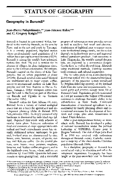 Pdf Geography In Burundiв