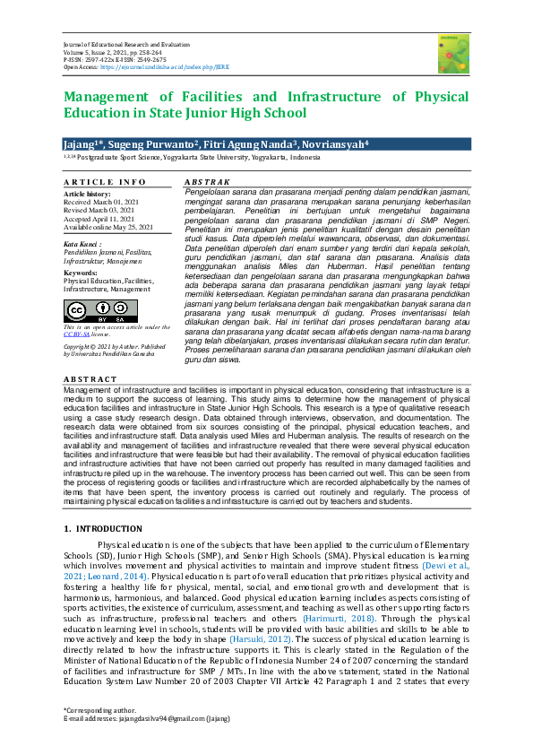 (PDF) Management of Facilities and Infrastructure of Physical Education ...