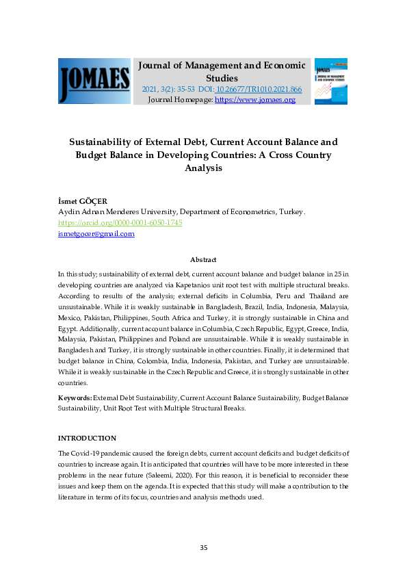 (PDF) Sustainability of External Debt, Current Account Balance and ...