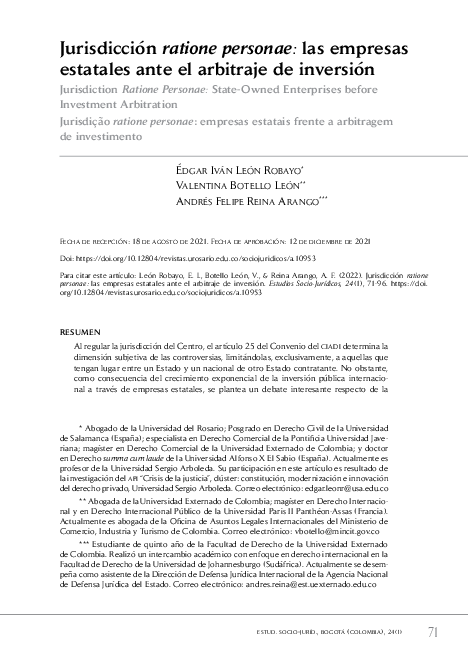 (PDF) Jurisdicción ratione personae: las empresas estatales ante el ...
