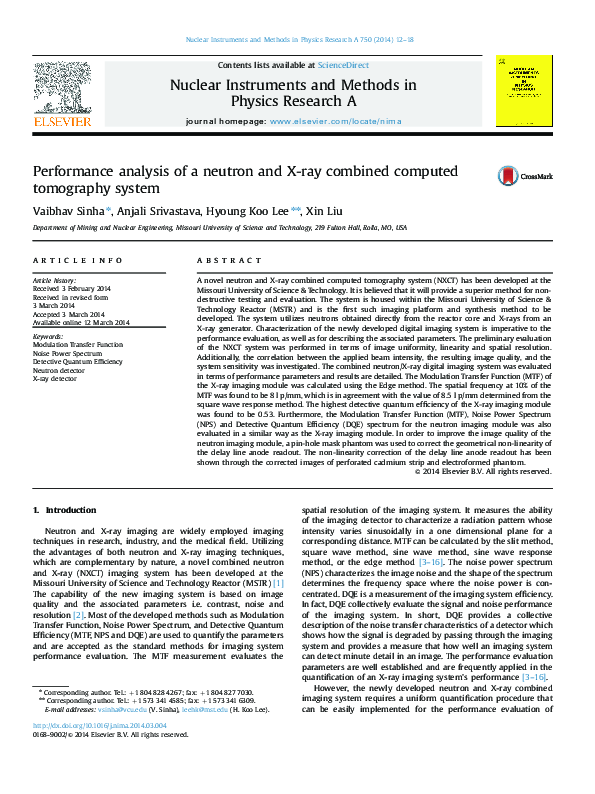 (PDF) Performance analysis of a neutron and X-ray combined computed ...