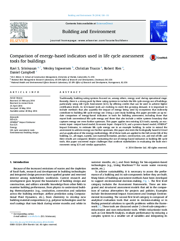 (PDF) Comparison of energybased indicators used in life cycle