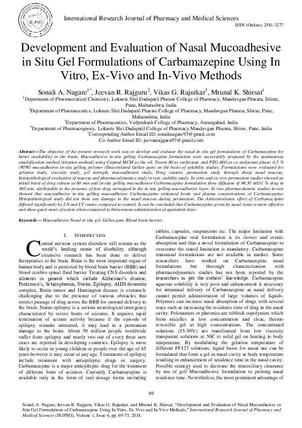 (PDF) Development and Evaluation of Nasal Mucoadhesive in Situ Gel ...