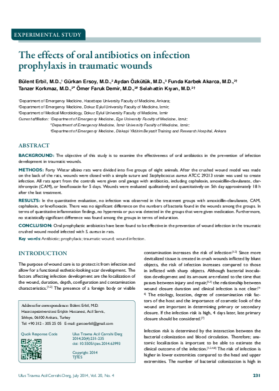 (PDF) The Effects of Oral Antibiotics on Infection Prophylaxis in